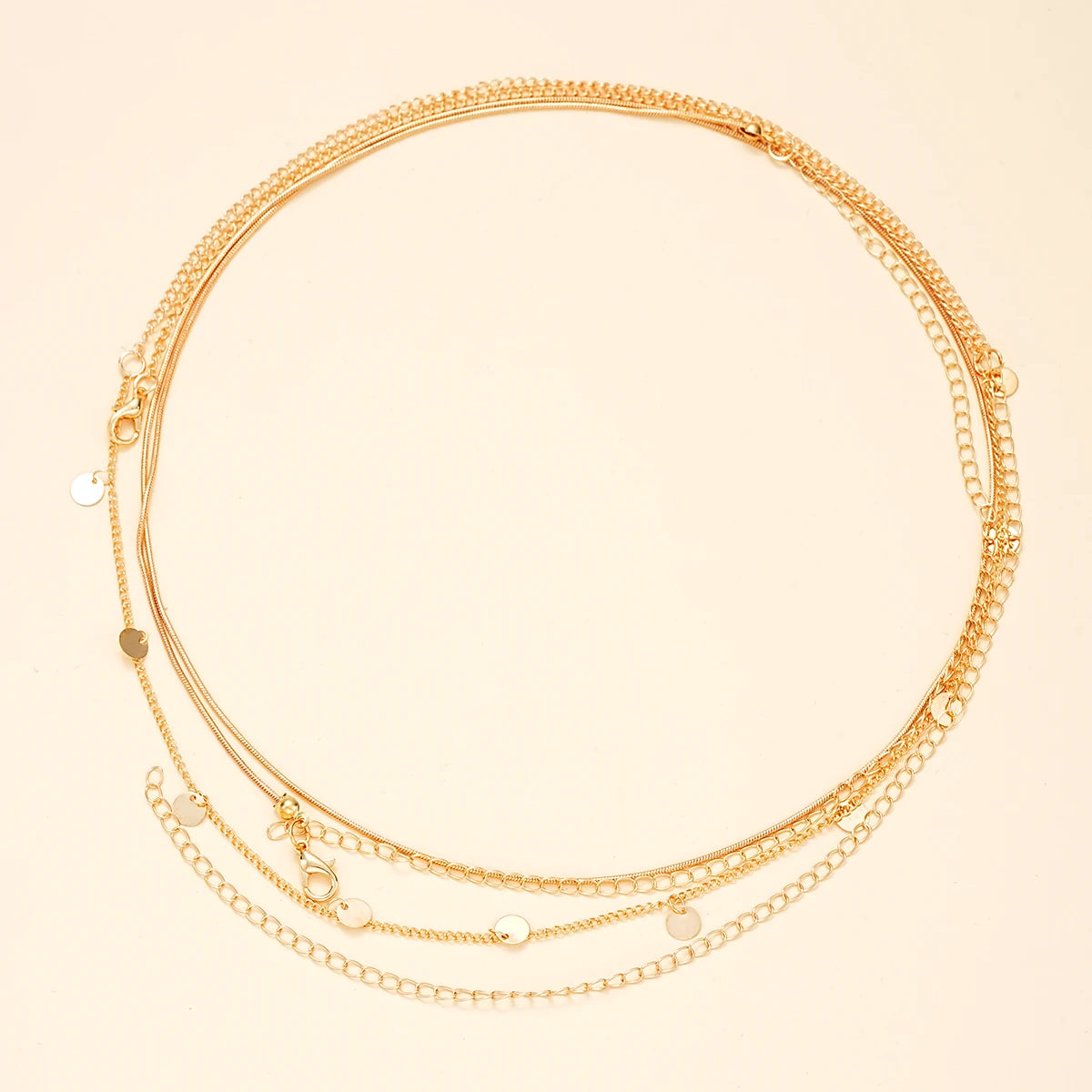 2pcs Round Coin Shape Tassel Pendant Thin Waist Chain Simple Boho Double Layers Body Chain Summer Beach Jewelry Gifts 2024 New