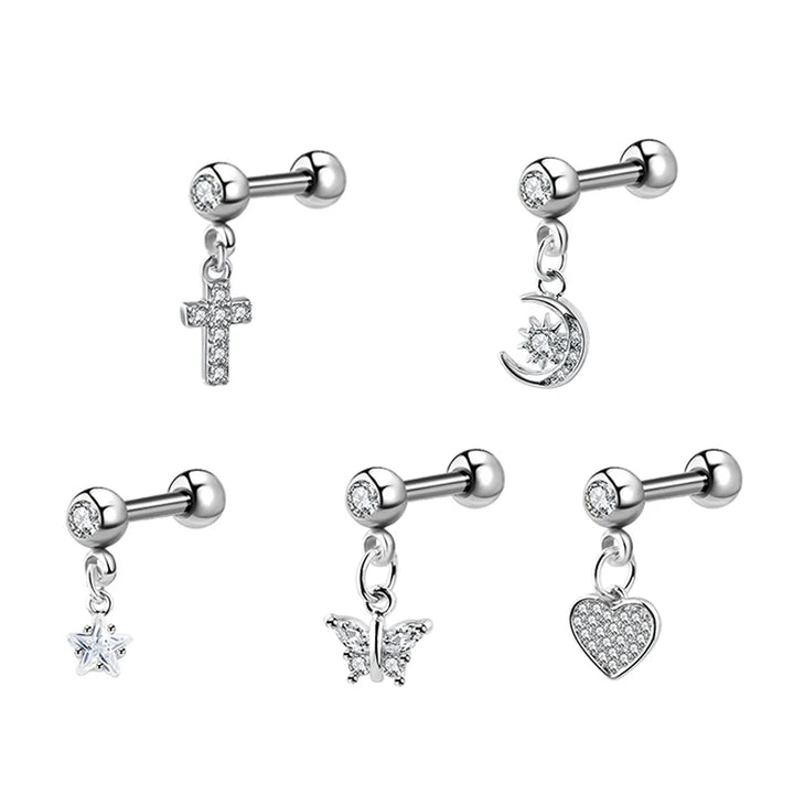 Zircon Earrings Helix Ear Lobe Piercing Conch Tragus Dangle Cartilage Ring Pierc