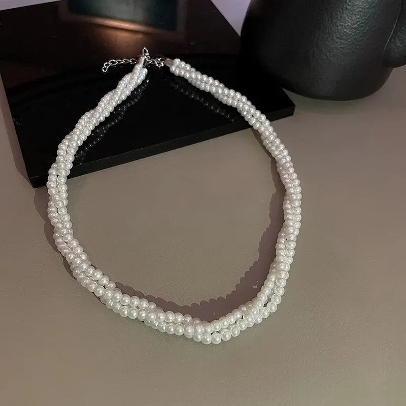 Imitaition Pearl Necklace for Women Simple Fashion Collarbone Chain White Choker Necklaces Designer Wedding Jewelry Wholesale