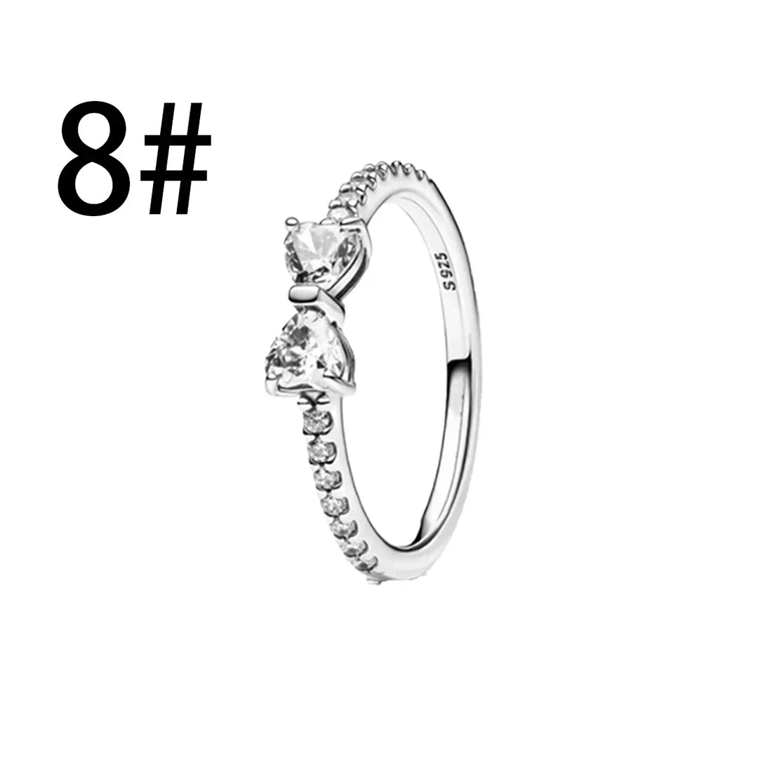 New Original 925 Sterling Silver Crown Bow Heart Set Ring Necklace Earring Crystal Women Valentine's Birthday Gift DIY Jewellery