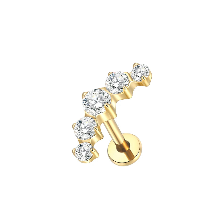 1Pc G23 Titanium Ear Tragus Cartilage Helix Daith Piercing Stud Earrings for Women Internal Thread Labret Piercing Lip Ring 16G