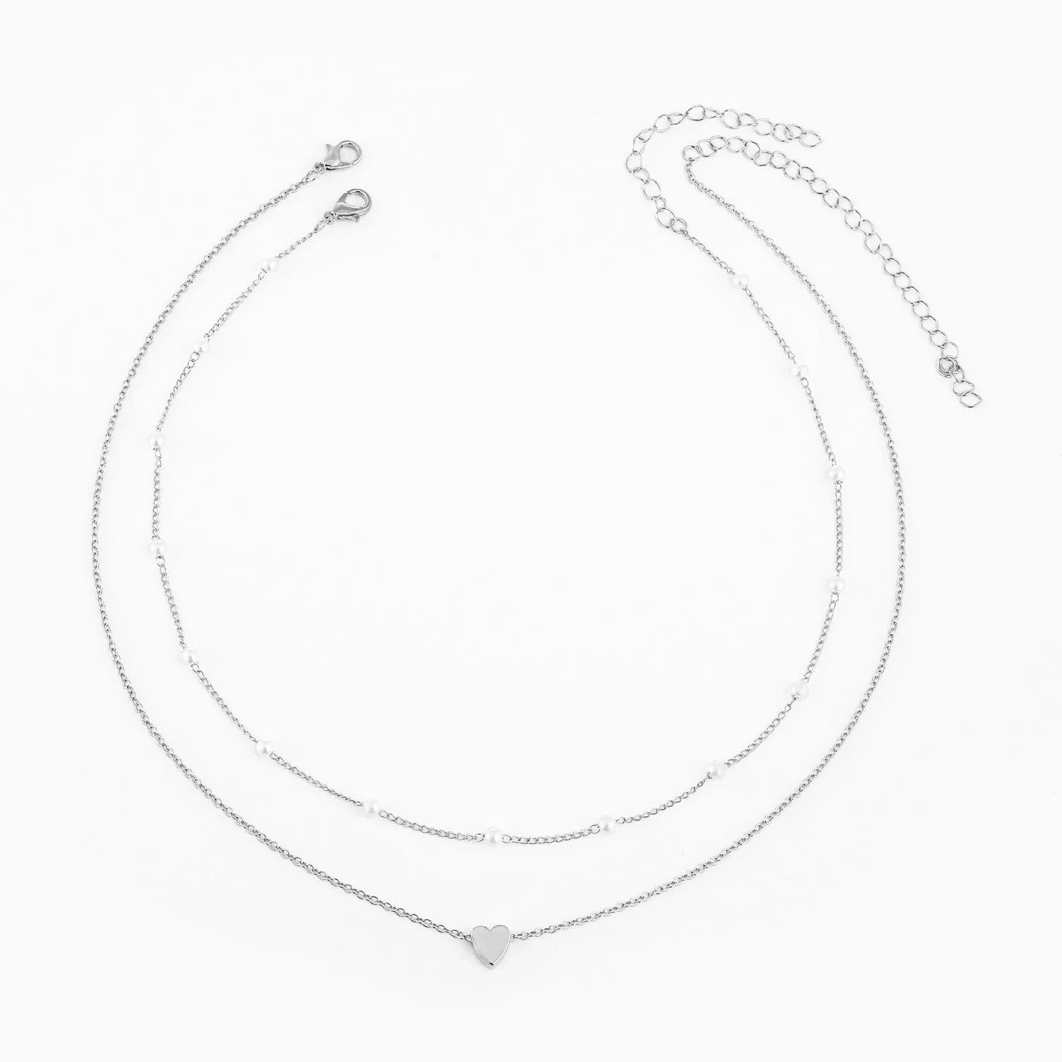 LATS Multilayer Pearl Cross Love Heart Pendant Necklaces for Women Gold Color Fashion Collarbone Neck Chain 2024 Trend Jewelry