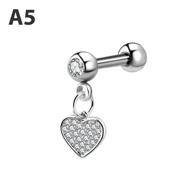 Zircon Earrings Helix Ear Lobe Piercing Conch Tragus Dangle Cartilage Ring Pierc