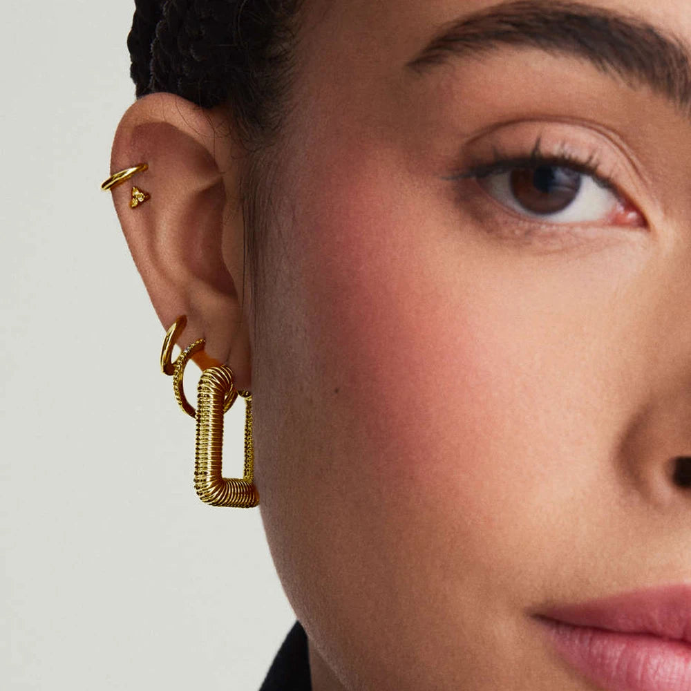 3 Pair/set Dainty Gold Color Geometric Circle Small Hoop Earrings for Women Statement Beads Twist Huggie Earring Fashion Jewelry