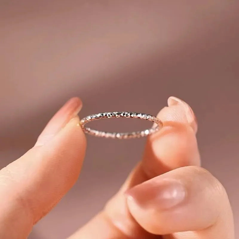 1mm Thin Stackable Ring Stainless Steel Faceted Ring for Women Girl Size 4-10