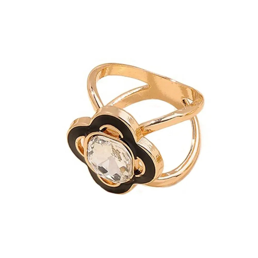 Flower Pearl Silk Scarf Buckle Round Multifunctional Clothing Corner Knotted Buckles Square Headscarf Pin Clover Shawl Ring Clip