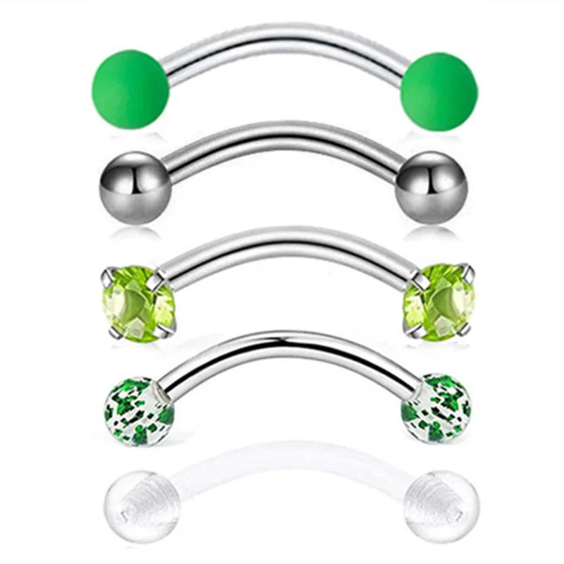 5PCS Crystal Eyebrow Piercing Set Curved Barbell Piercings Rook Earring Bulk Helix Stud Tragus Earrings Cartilage Jewelry Labret
