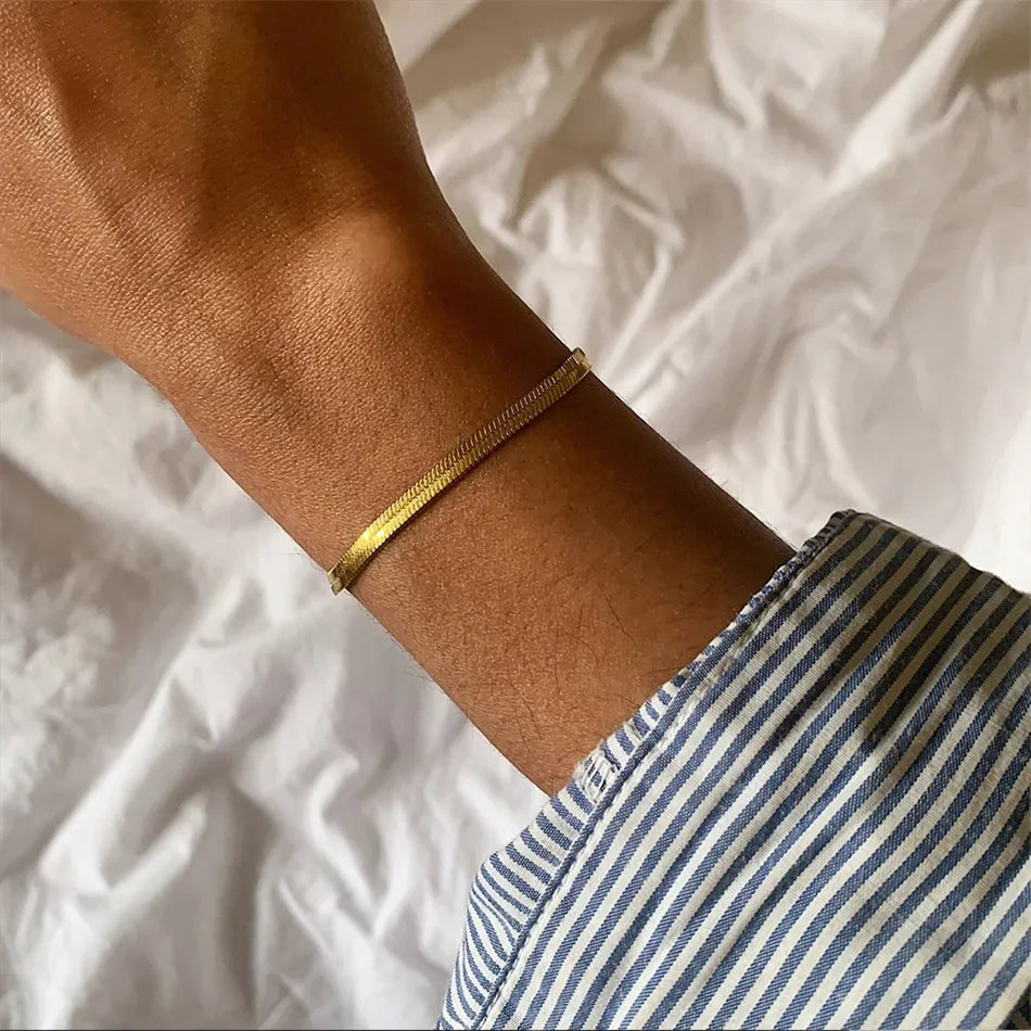 Multilayered Bracelet Gold Color Snake Paperclip Figaro Cuban Chain Stainless Steel Jewelry Male Female Bracelets Factory