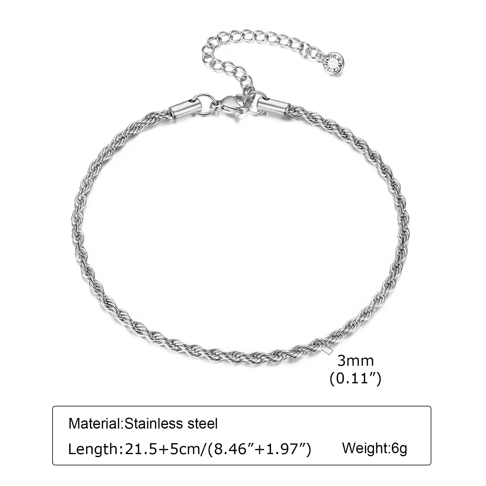Silver Color Anklet Bracelets for Women Waterproof, Stainless Steel Layered Cuban Chain Herringbone Anklets Summer Beach Gift