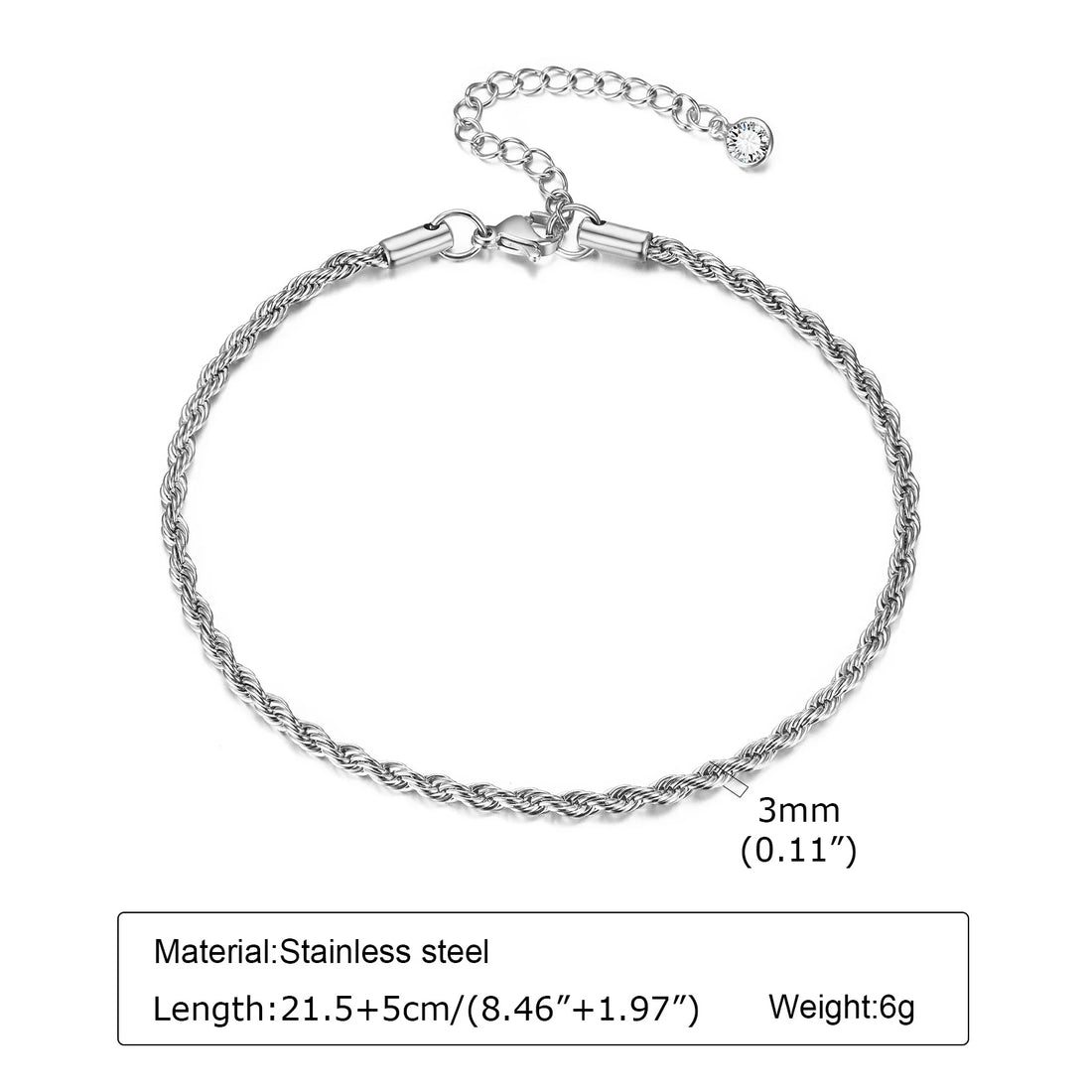 Silver Color Anklet Bracelets for Women Waterproof, Stainless Steel Layered Cuban Chain Herringbone Anklets Summer Beach Gift