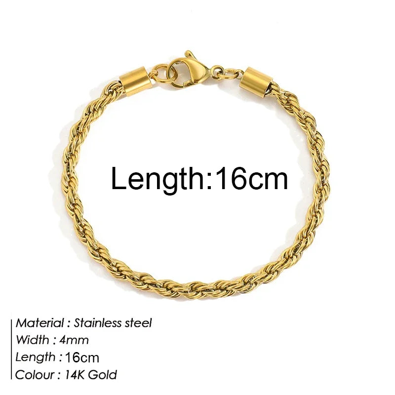 Multilayered Bracelet Gold Color Snake Paperclip Figaro Cuban Chain Stainless Steel Jewelry Male Female Bracelets Factory