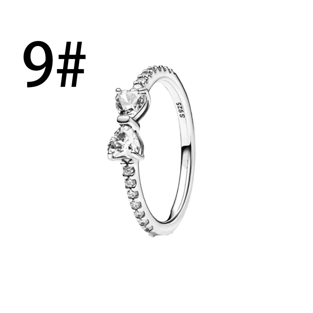 New Original 925 Sterling Silver Crown Bow Heart Set Ring Necklace Earring Crystal Women Valentine's Birthday Gift DIY Jewellery