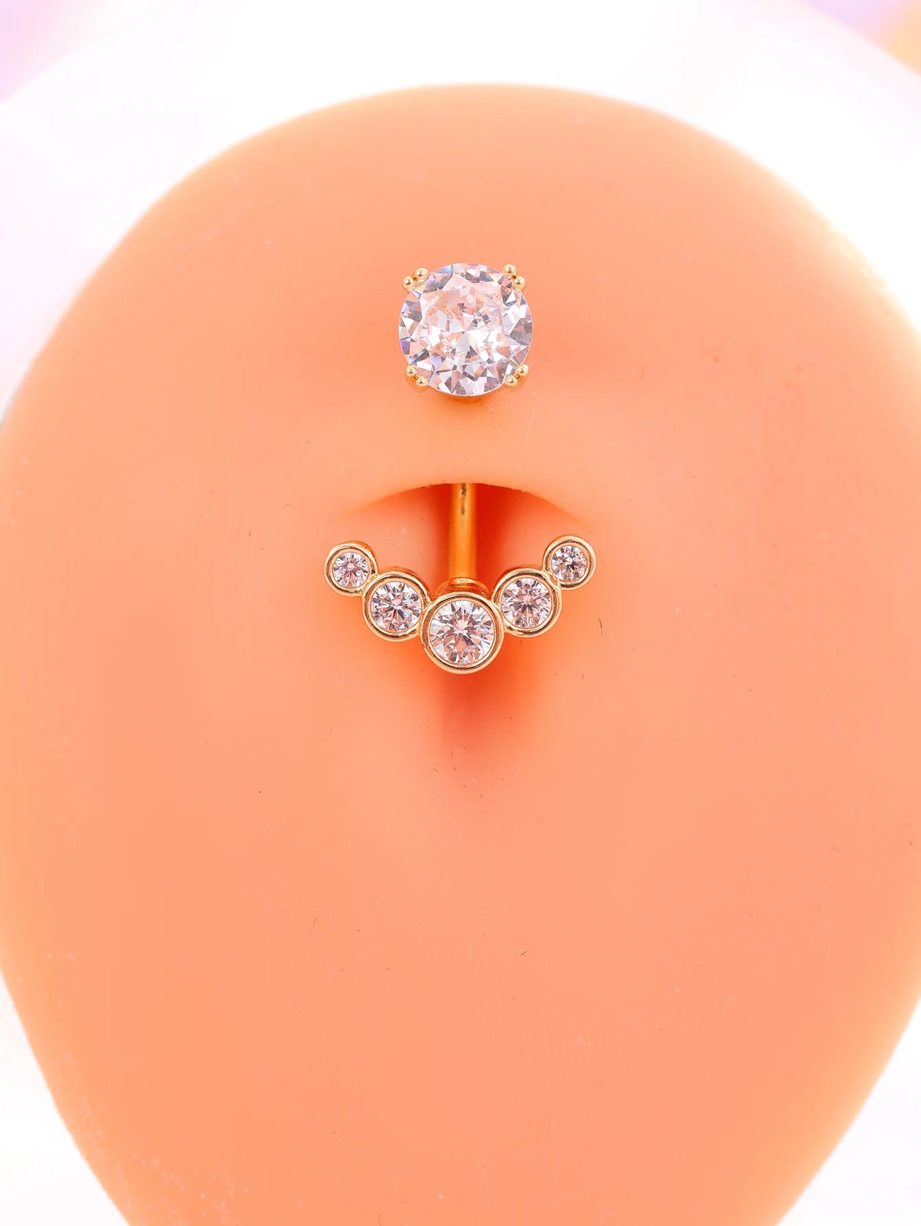 Gold Color Stainless Steel Belly Button Ring Long Dangled Flower CZ Crystal Navel Belly Piercing Rings for Women Sexy Jewelry