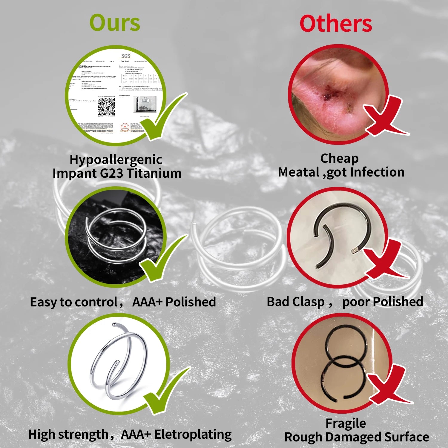 VOJO 20G G23 Titanium Double Hoop Nose Rings 6/8/10mm Hypoallergenic Small Spiral Piercing Jewelry for Women Men