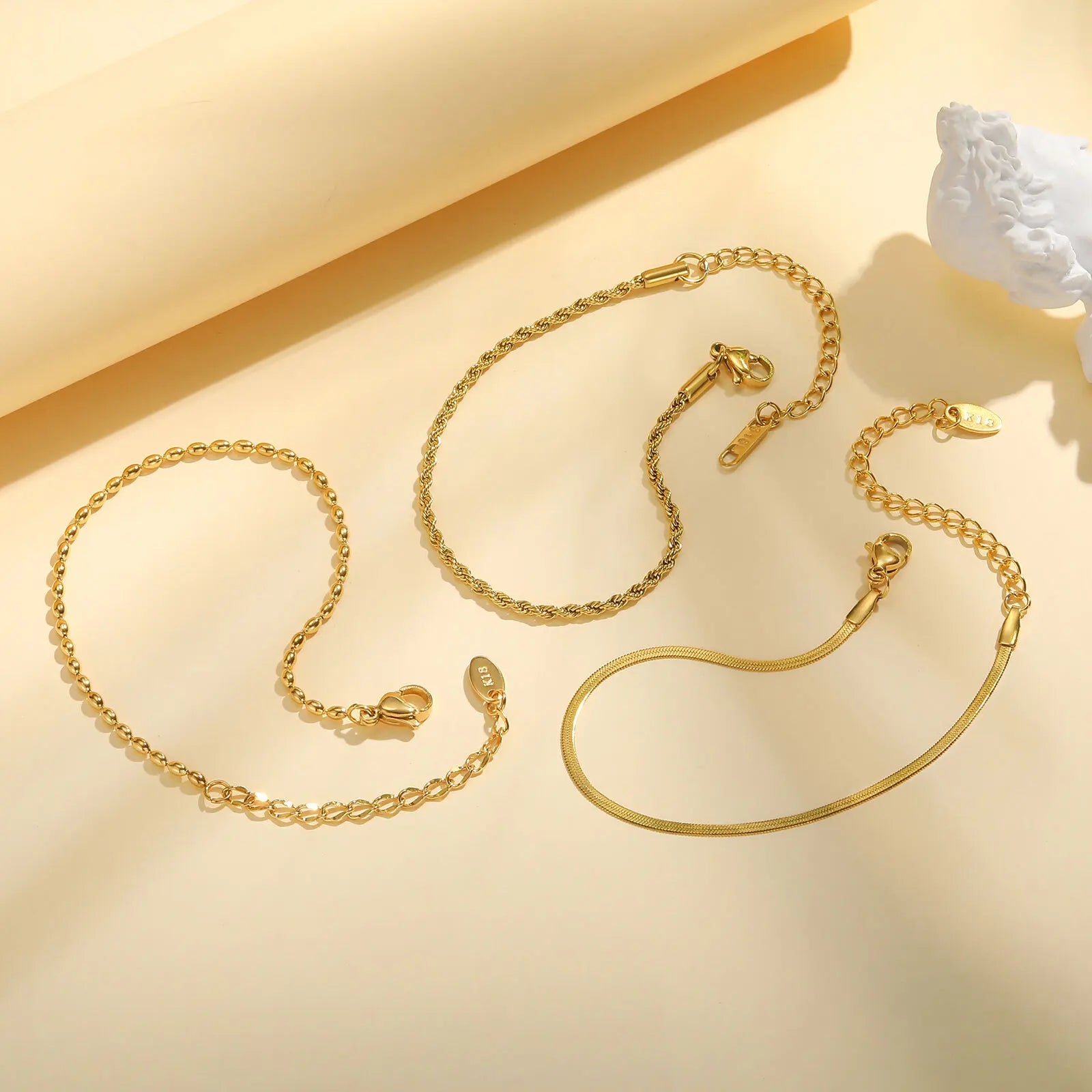 Thin Link Women Bracelet, Stainless Steel 18K Gold Plated Wrist Chain Waterproof Resistant Jewelry