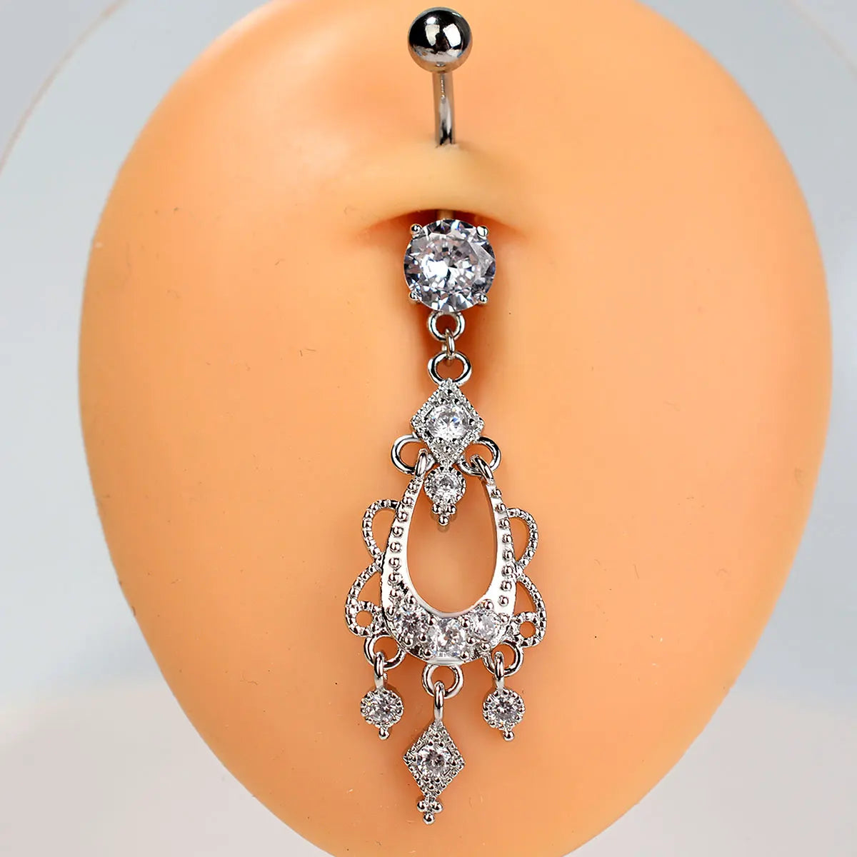 1PC Women Fashion Stainless Steel Piercing Crystal Butterfly Heart Belly Navel Ring Dangle Personality Body Jewelry Accessories