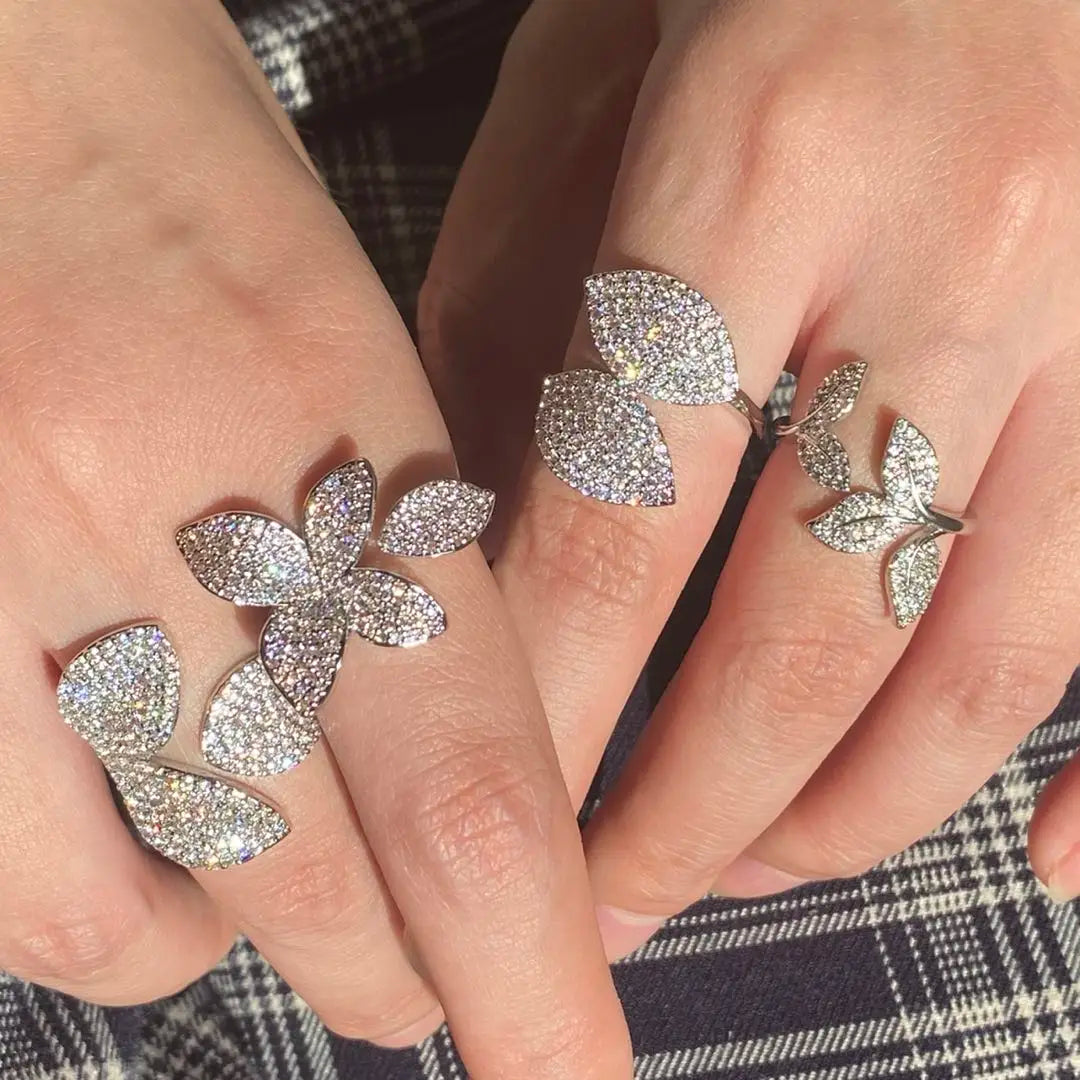 UILZ Gold color Women Adjustable Ring Korean Fashion Punk Zirconia Open Rings Daily Simple Jewelry