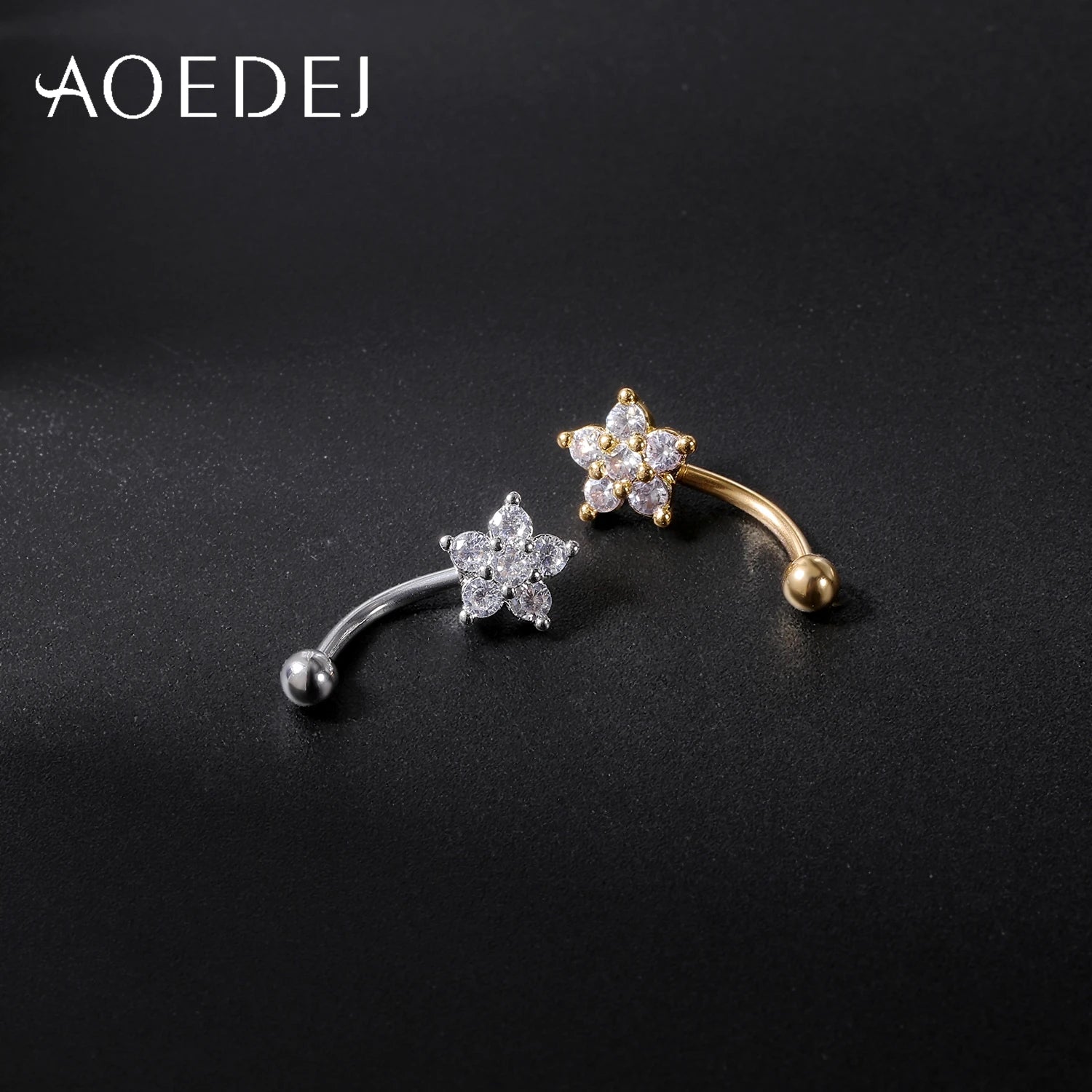 AOEDEJ 1 Piece Stainless Steel 16G Eyebrow Stud 8/10MM Eyebrow Piercing Star Moon Butterfly Shape Labret Lip Piercings Jewelry