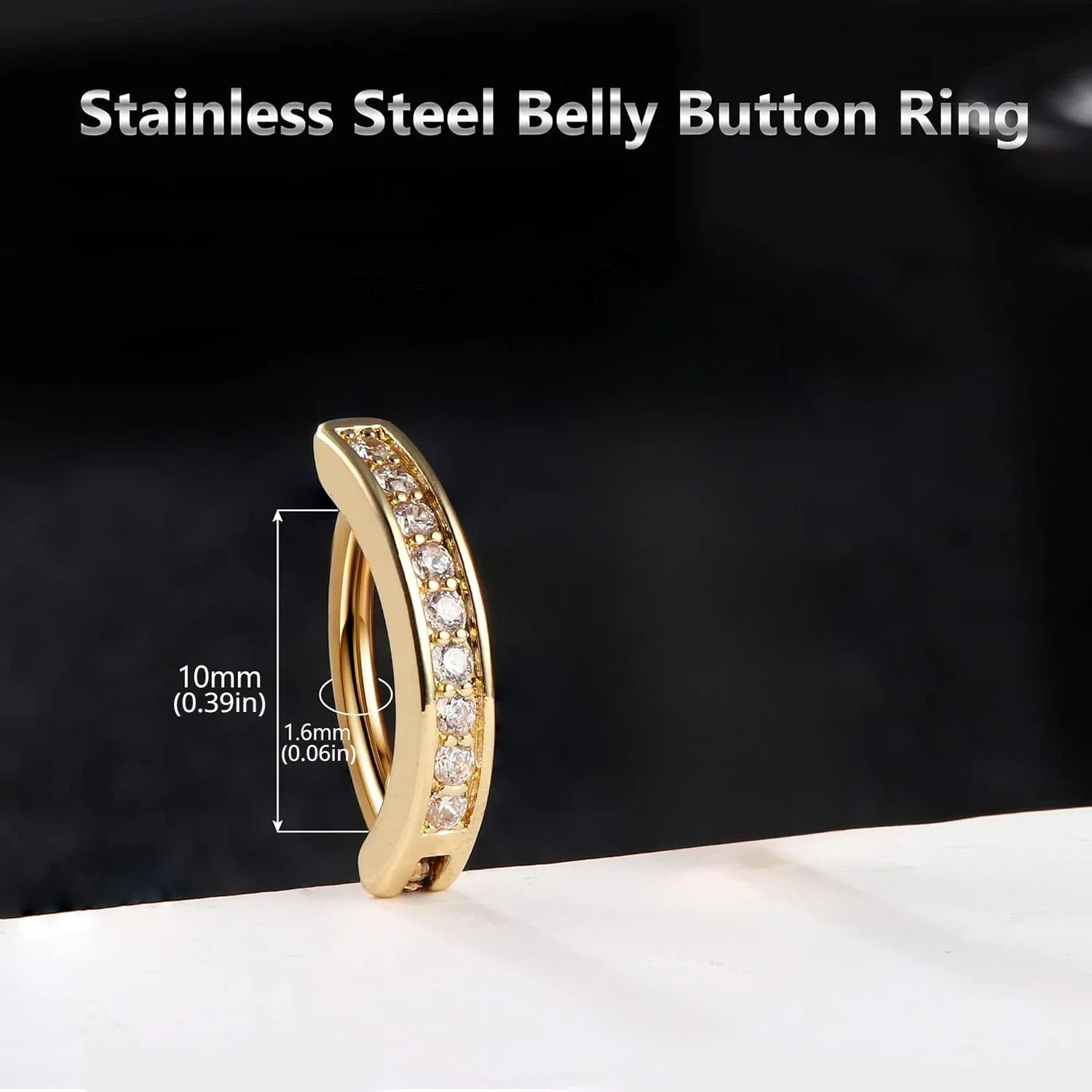 Bobisty 1PC Surgical Steel Belly Button Ring for Women CZ Heart Butterfly Simple Reverse Navel Rings Body Piercing Jewelry