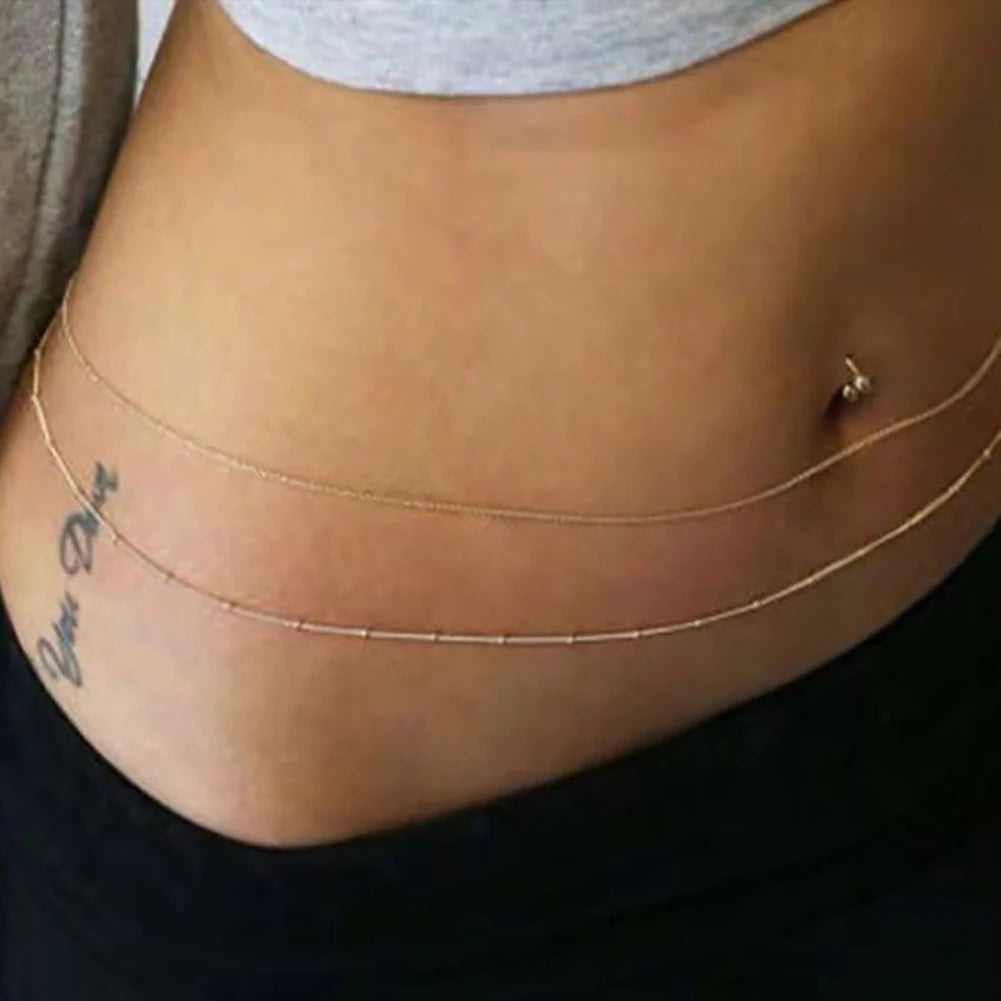 Sexy Satellite Thin Beads Belly Chain Stainless Steel Coin Charm Belt Waist Chain Fashion Summer Beach Women Body Jewelry
