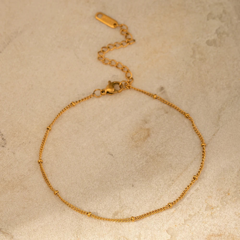Uworld Stylish Chain Bead Anklet Stainless Steel Metal брелок New Summer Bijoux Barefoot Beach Golden On Foot Charm Jewelry