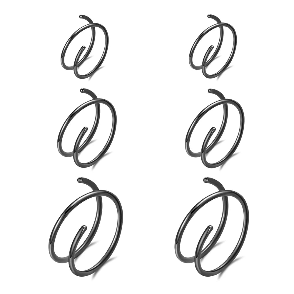 VOJO 20G G23 Titanium Double Hoop Nose Rings 6/8/10mm Hypoallergenic Small Spiral Piercing Jewelry for Women Men