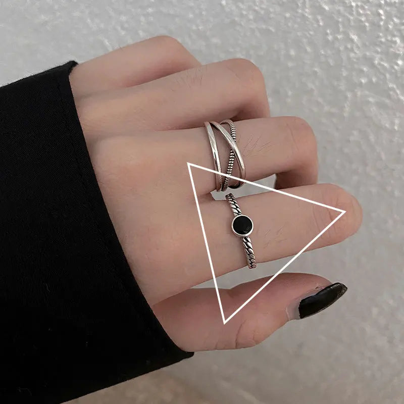 VENTFILLE 925 Sterling Silver Finger Rings New Fashion Creative Cross Hollow Chain Geometric Party Jewelry Gifts