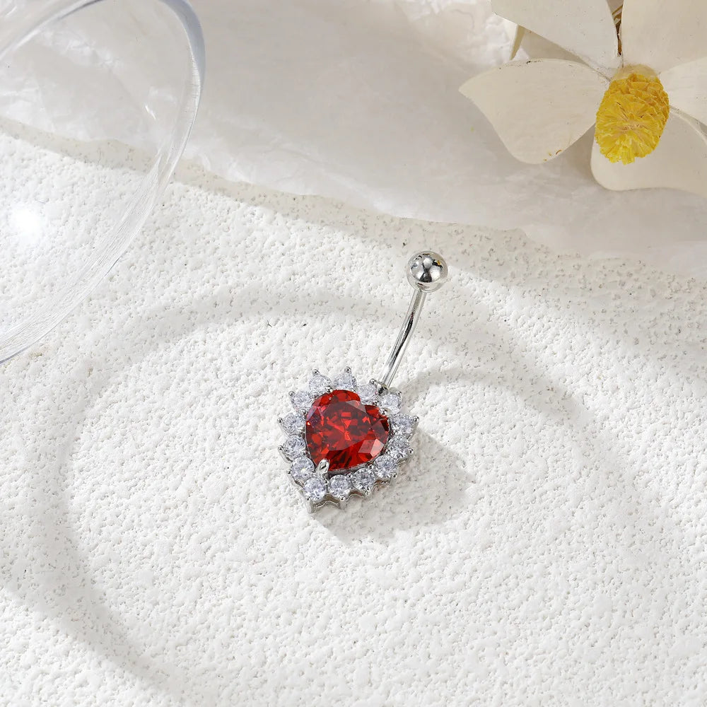 1PCS Crystal Belly Button Rings Surgical Steel Heart Navel Piercing Sexy Flower Belly Rings Body Piercing Ombligo Navel Rings
