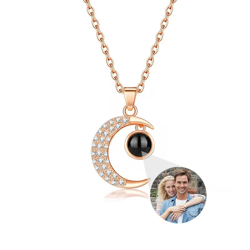 Custom Photo Necklace Projection Necklace with Picture I Love You 100 Languages Personalized Necklace Jewelry Gifts for Women
