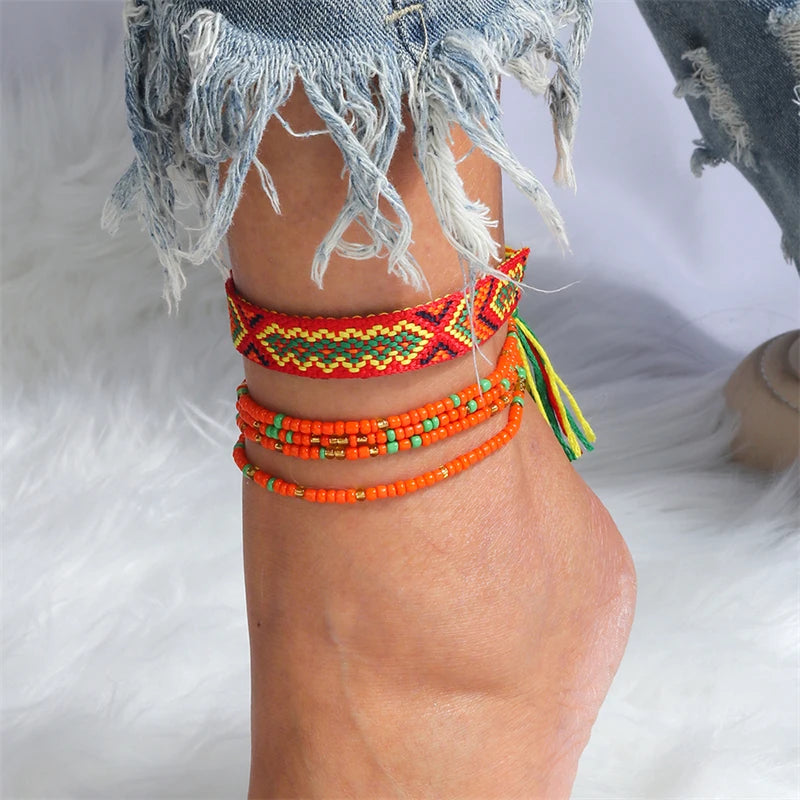 Bohemian Handmade Colorful Beads Anklets Summer Beach On Leg Foot Chain Bracelet Anklet Women Girls Holiday Jewelry Gifts