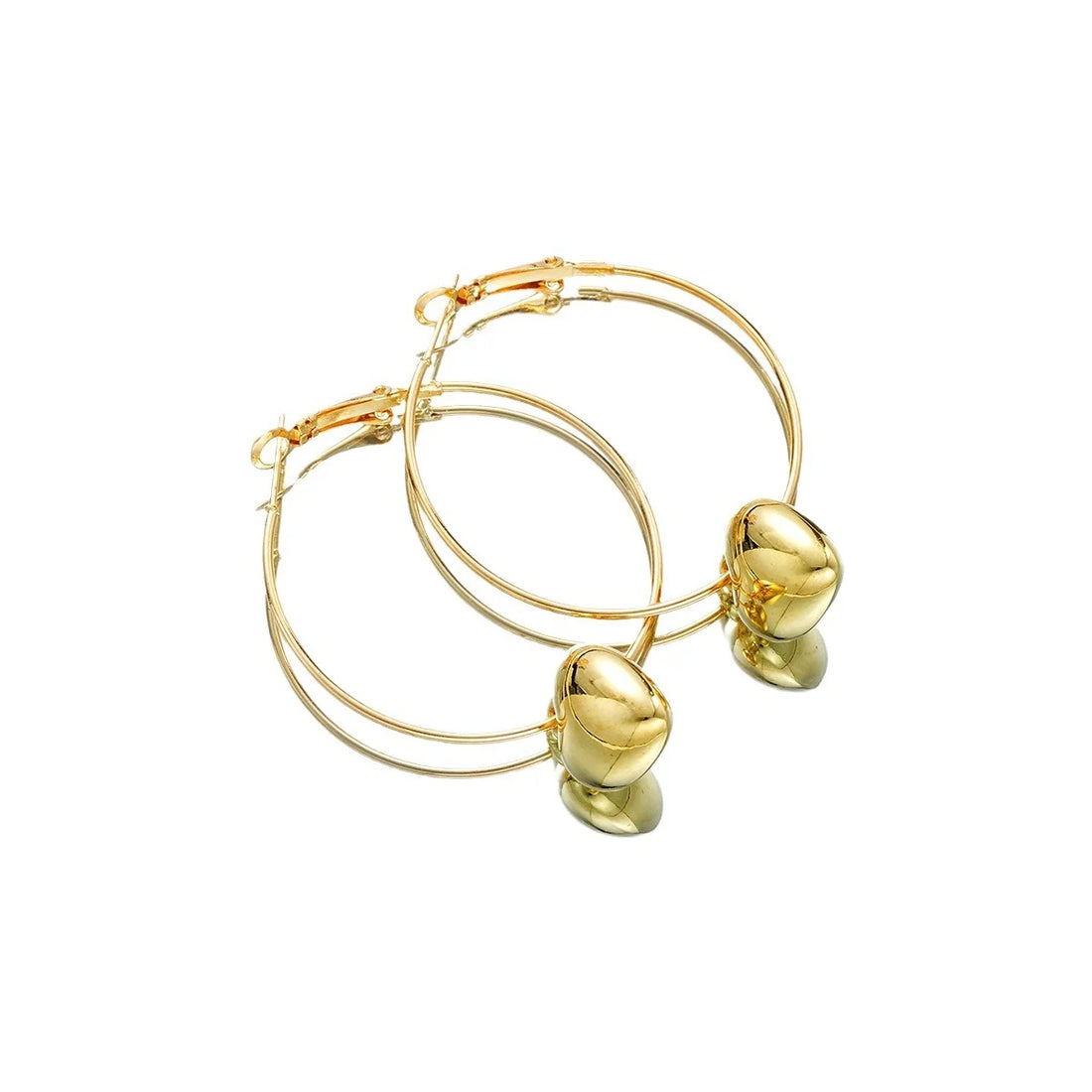 2024 New Heart Pendant Drop Earrings for Women Fashion Gold Color Design Exaggerate Big Circle Hoops Earring Korean Jewelry Gift