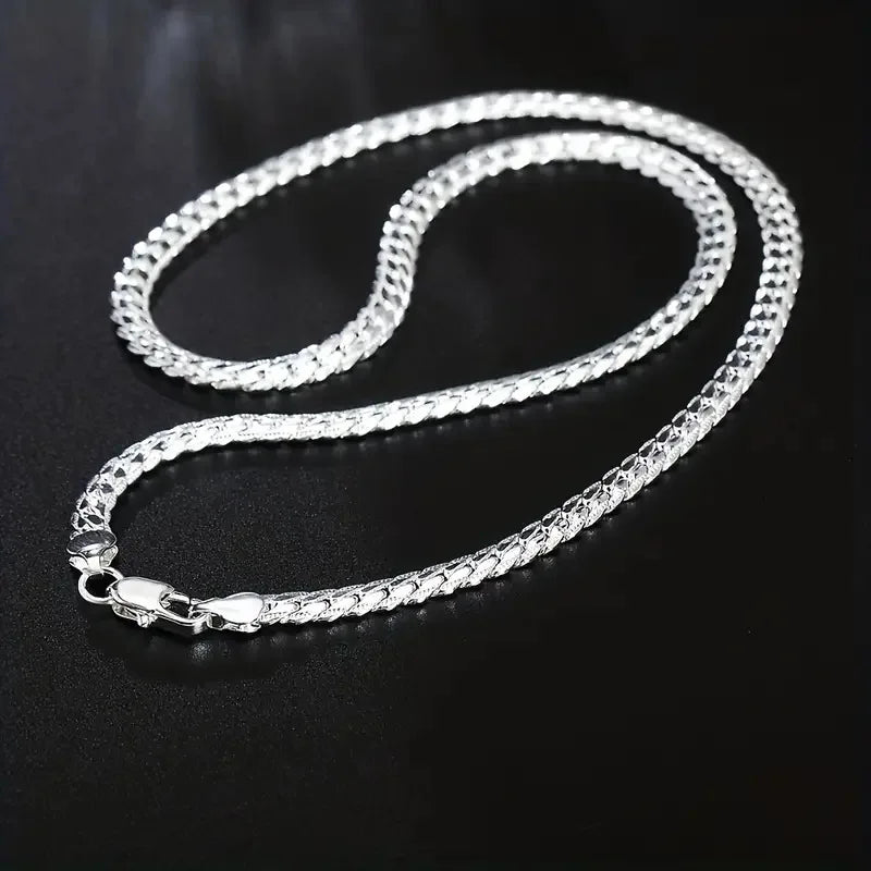 5MM Full Sideways Silver Plated Chain For Women 18-24 Inches Link Chain Choker Necklace Men Fashion Jewelry Gift