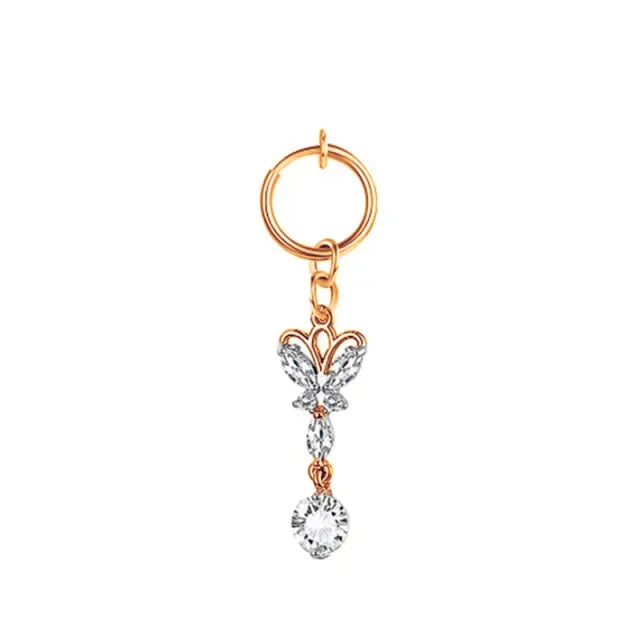 Fashion Butterfly Fake Belly Button Piercing Fake Belly Piercing Clip on Umbilical Navel Faux Belly Cartilage Earring Clip