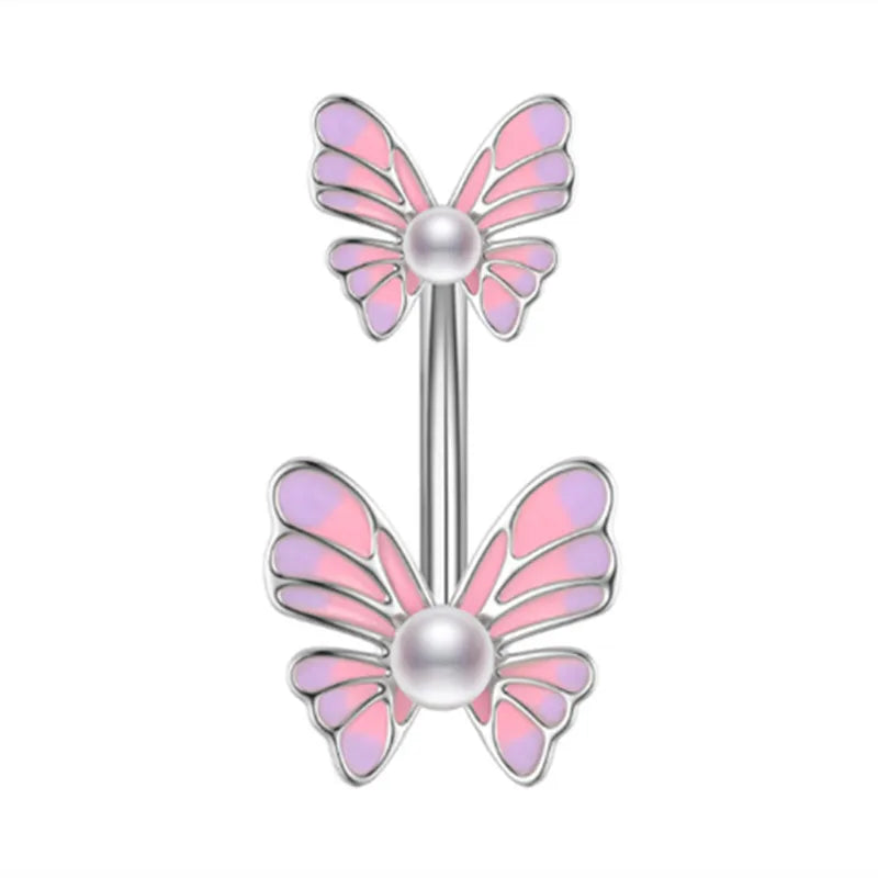 1PCS Pink Crown Belly Button Rings Jewelry Stainless Steel Heart Navel Piercing Barbell Crystal Cute Belly Rings For Women Girls