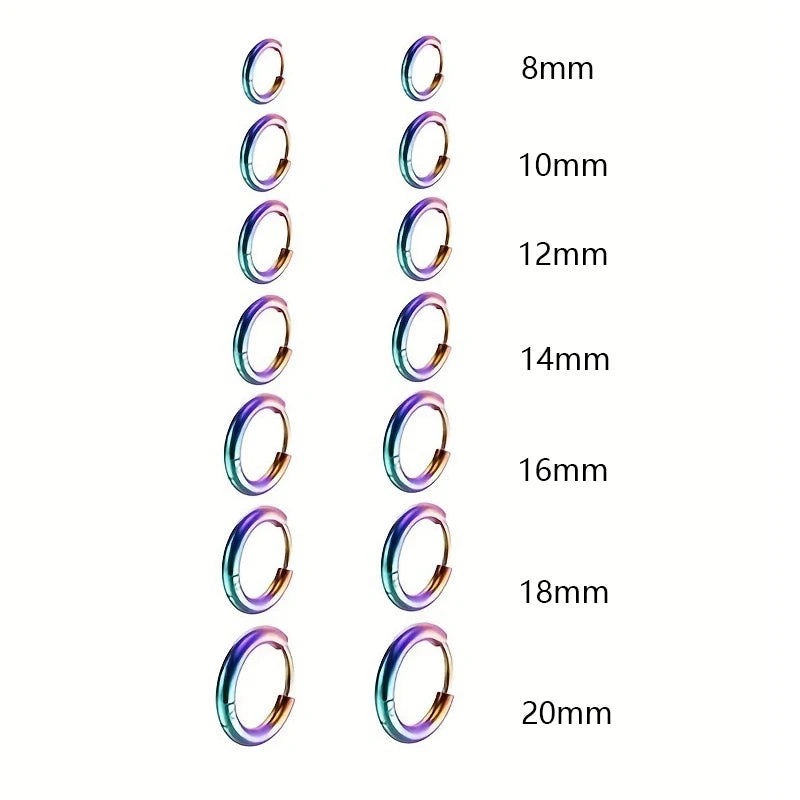 7Pairs/Kit Stainless Steel Huggies Hoop Earrings Multiple Sizes Unisex Sexy Ear Cartilage Piercing Jewelry Wholesale
