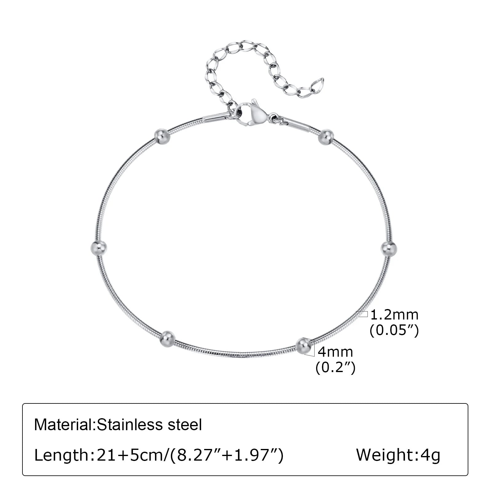 Silver Color Anklet Bracelets for Women Waterproof, Stainless Steel Layered Cuban Chain Herringbone Anklets Summer Beach Gift