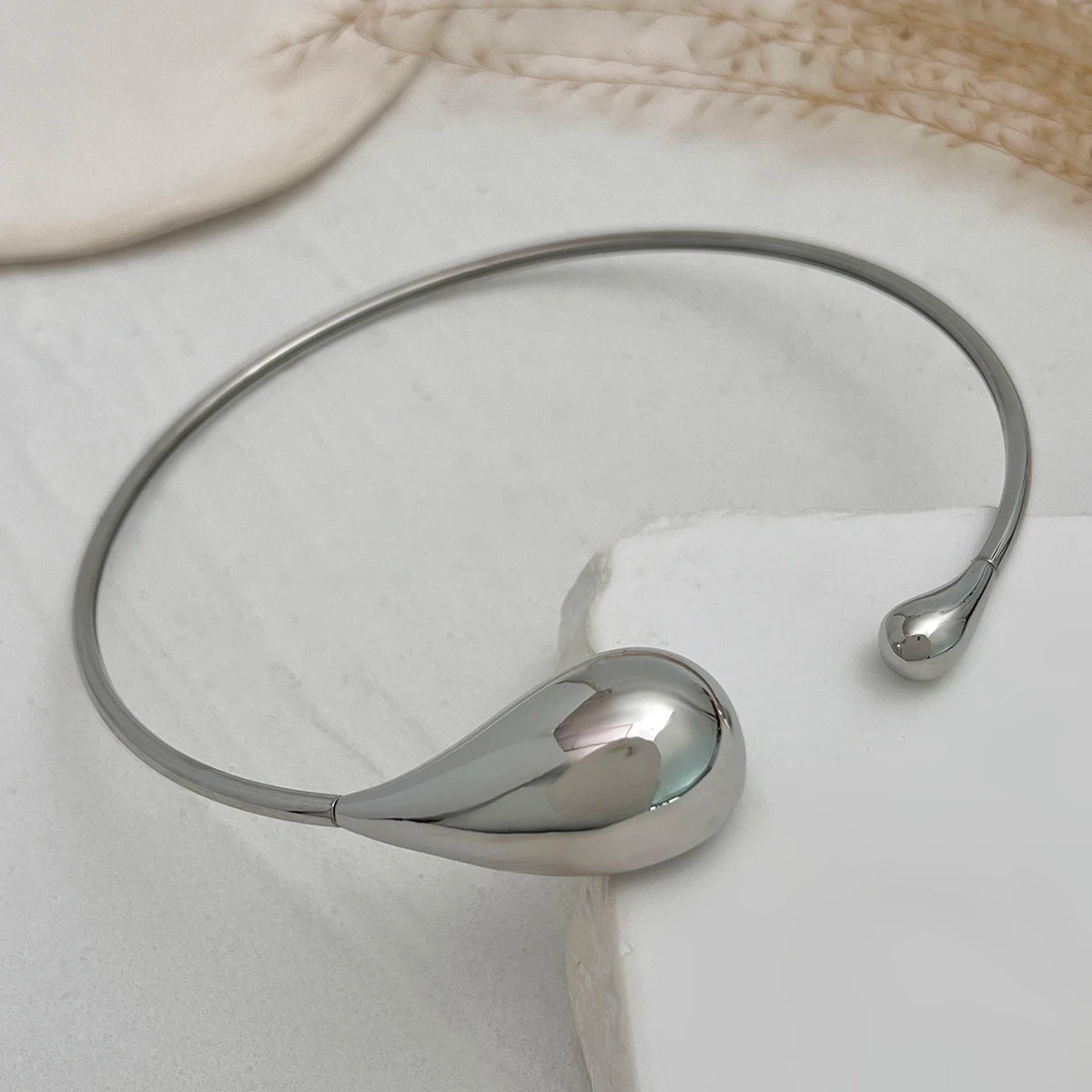 Ingemark Goth Water Drop Open Torques Choker Necklace for Women Trendy Punk Geometric Metal Chain Grunge Jewelry Steampunk Men