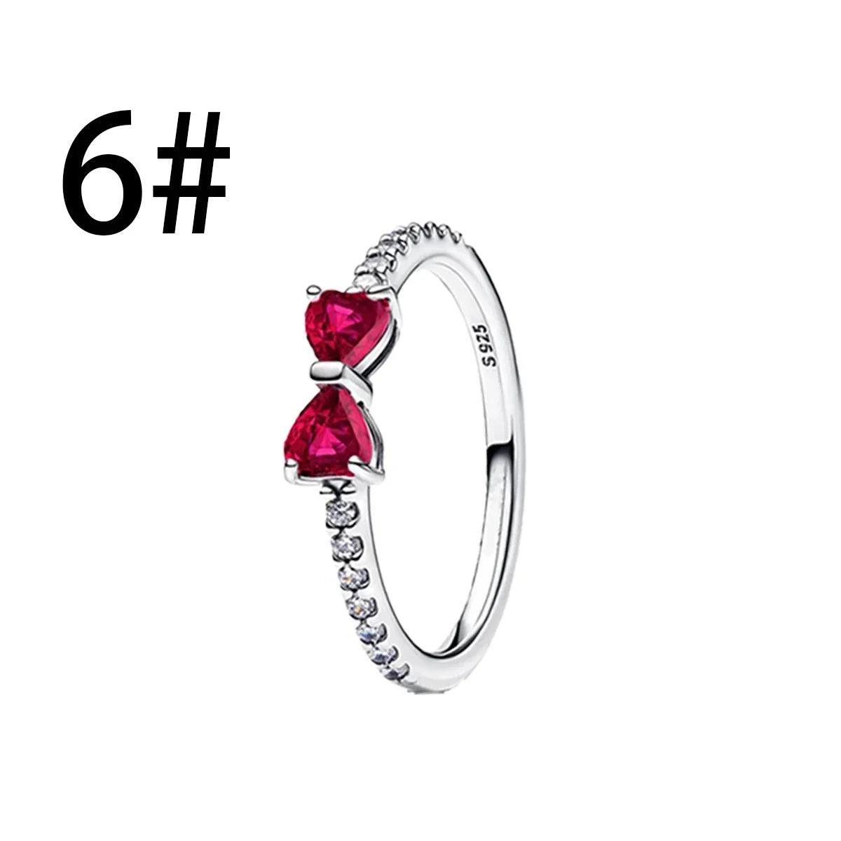 New Original 925 Sterling Silver Crown Bow Heart Set Ring Necklace Earring Crystal Women Valentine's Birthday Gift DIY Jewellery