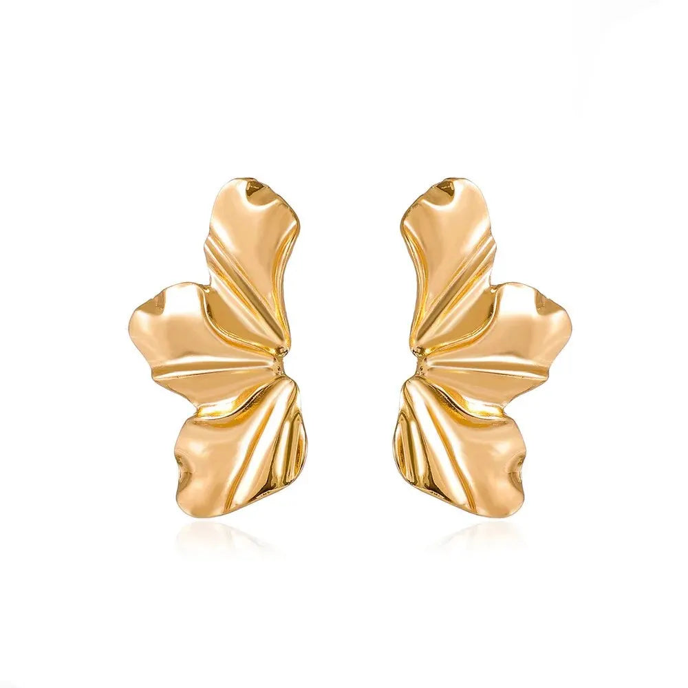 Trendy Geometric Lotus Leaf Shape Pendant Drop Earrings for Women Gold Color Hanging Earrings Ladies Jewelry Wedding Party Gift