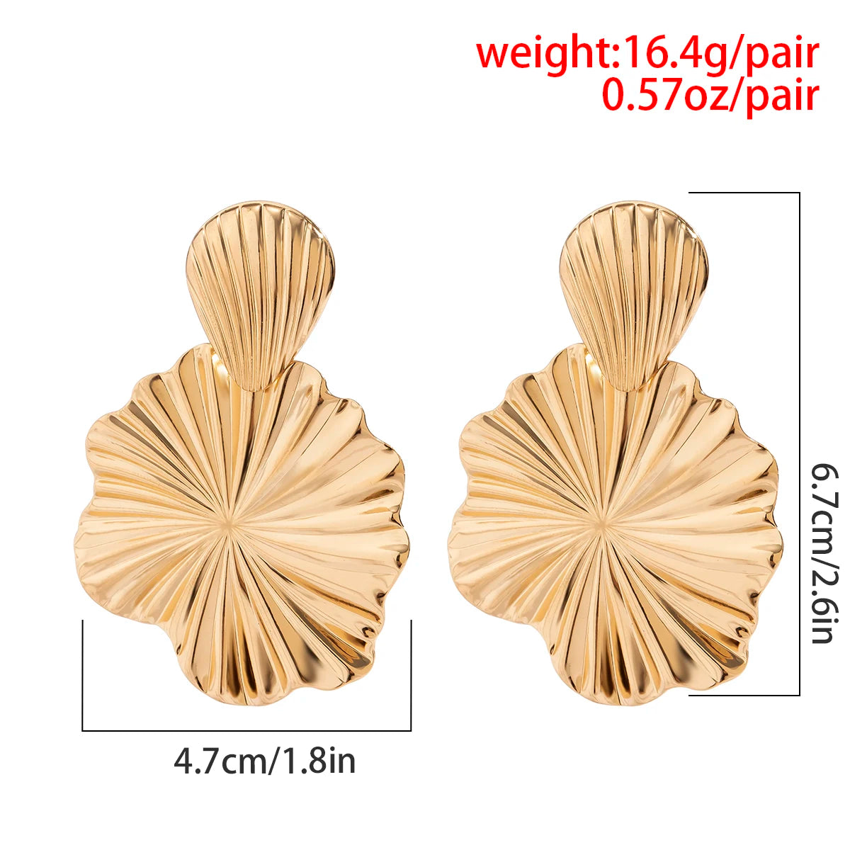 Trendy Geometric Lotus Leaf Shape Pendant Drop Earrings for Women Gold Color Hanging Earrings Ladies Jewelry Wedding Party Gift