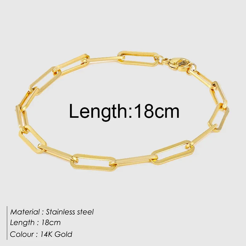 Multilayered Bracelet Gold Color Snake Paperclip Figaro Cuban Chain Stainless Steel Jewelry Male Female Bracelets Factory