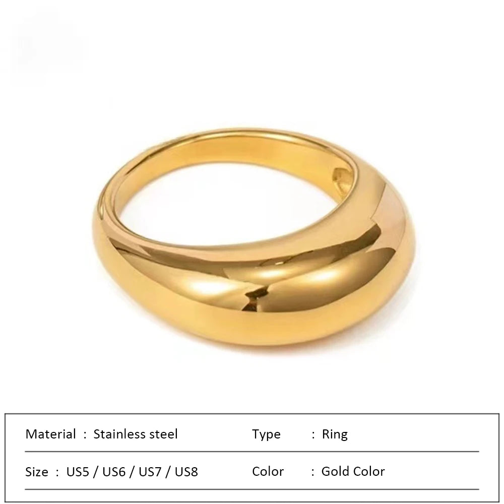 SUNIBI Fashion Simple Stainless Steel Rings for Women Arc Rings Jewellery Couple Anniversary Geometric Ring Size 5 6 7 8 Jewelry
