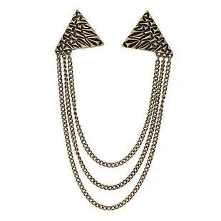 Retro Jewelry Pearl Flower Brooch Ladies Fashion Chain Tassel Personality Shirt Collar Pin Simple Clothing Women Men Accessories