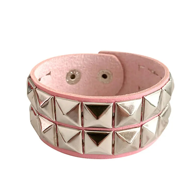2023 New Gothic Punk Unisex PU Leather Bracelet Multilayers Rock Spikes Rivet Chains Bracelet For Women Men' Friends Jewelry