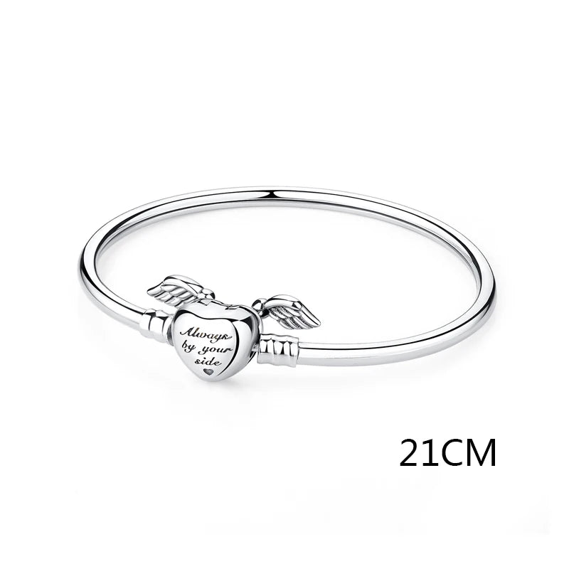 925 Sterling Silver Bracelets For Women Charms Beads Love Heart With Wings Clip Bangles Original DIY Luxury Jewelry