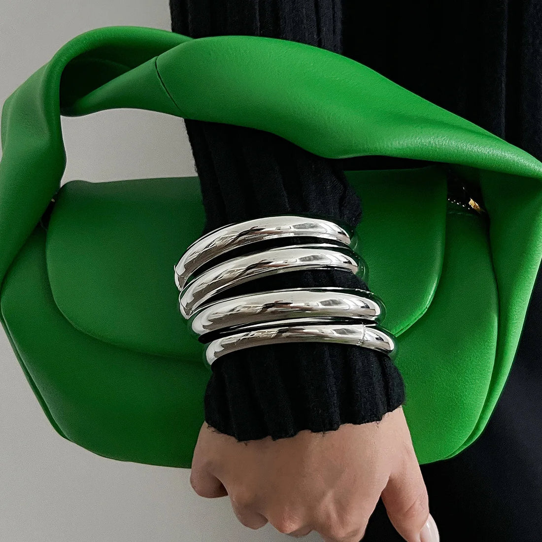 4Pcs/Set Round Stainless Steel Bracelets Set for Women Twist Texture Bangles Gold Silver Color Jewelry Statement Streetwear Goth