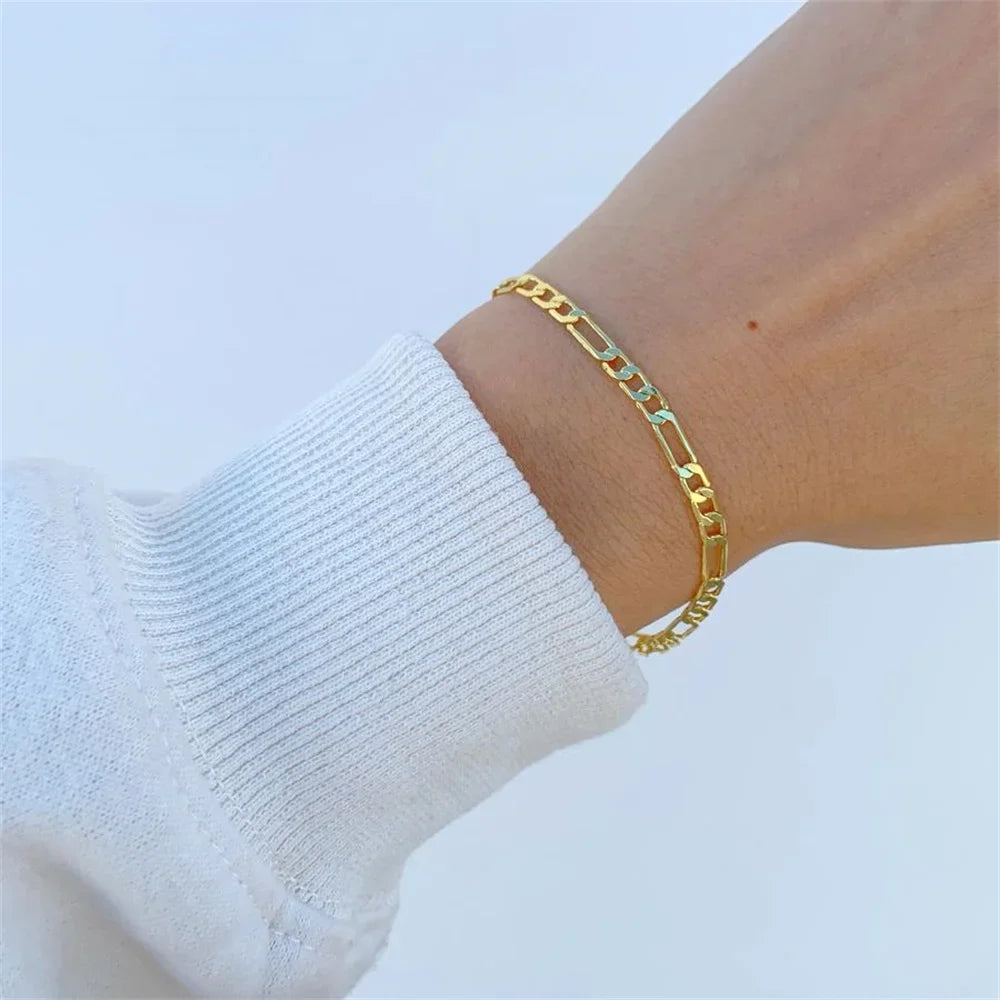 Multilayered Bracelet Gold Color Snake Paperclip Figaro Cuban Chain Stainless Steel Jewelry Male Female Bracelets Factory