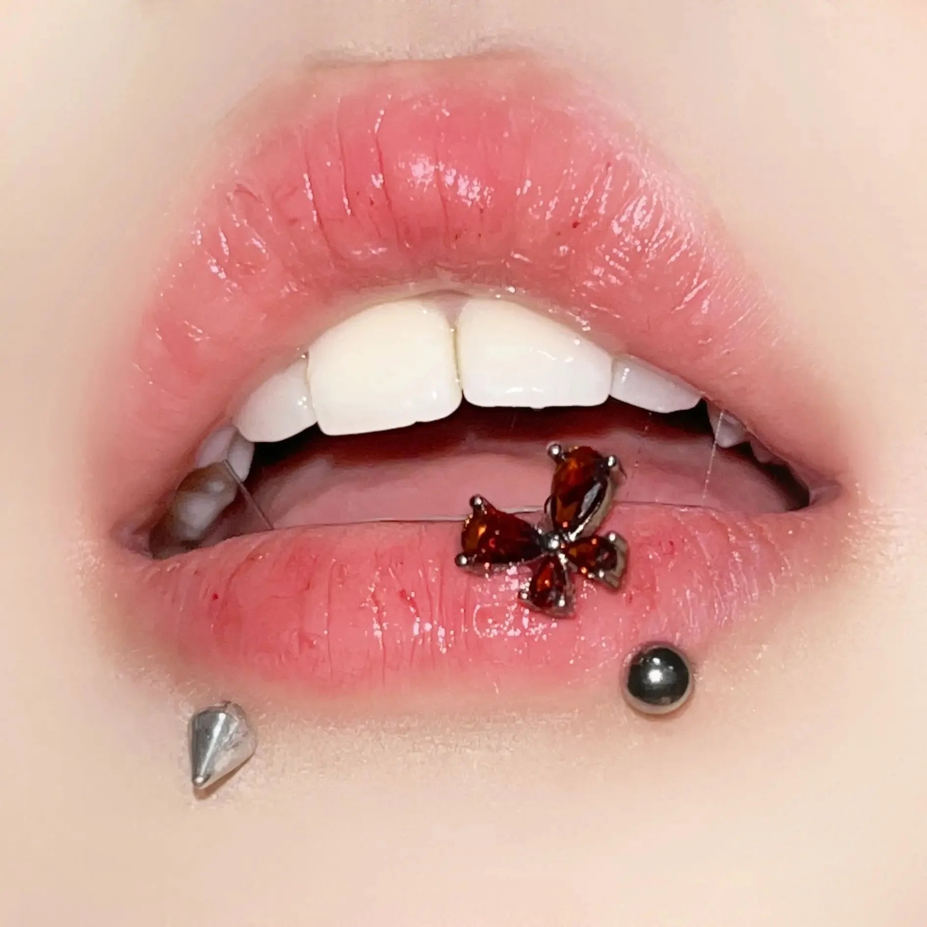 1pc Crystal Butterfly Labret Piercing Lip Ring C Shape Stainless Steel Ins Sweet Cool Y2K Girl Piercing Cartilage Body Jewelry