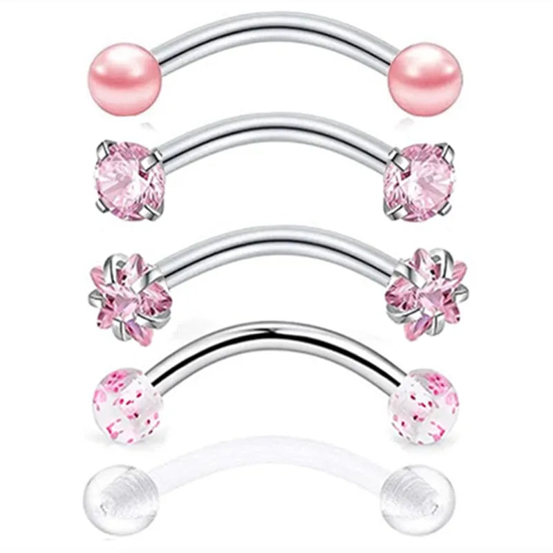 5PCS Crystal Eyebrow Piercing Set Curved Barbell Piercings Rook Earring Bulk Helix Stud Tragus Earrings Cartilage Jewelry Labret
