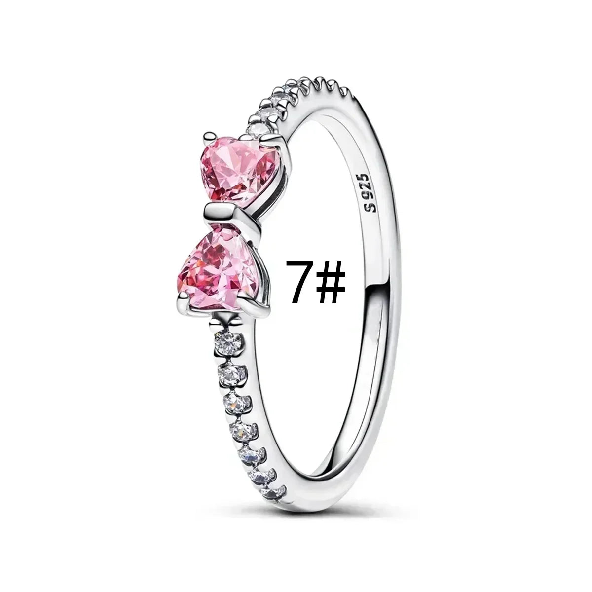 New Original 925 Sterling Silver Crown Bow Heart Set Ring Necklace Earring Crystal Women Valentine's Birthday Gift DIY Jewellery